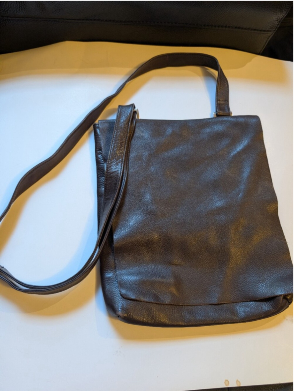 Studio 130 Dark Brown Leather Crossbody Bag Flap Messenger Made in Japan
